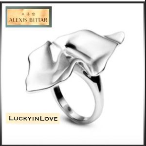 ALEXIS BITTAR NEW Silver Sculpted Modern Crumpled Liquid Metal Leaf Ring Size 7